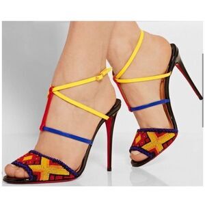 Christian Louboutin 2016 Tipika Beaded Mulricolor 100 Sandals Size 9